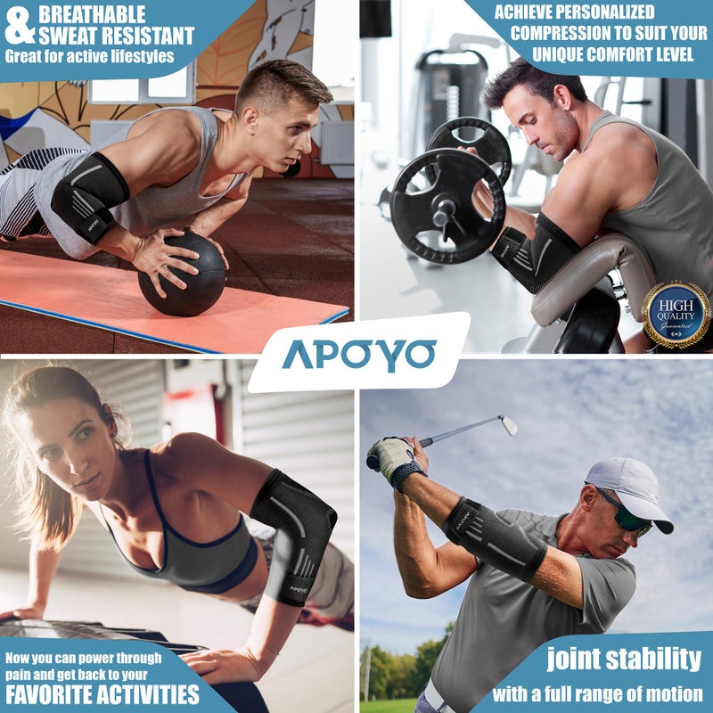 APOYO Elbow Brace for Tendonitis and Tennis Elbow, Compression Sleeve for Arthritis, Workouts, Reduce Joint Pain During Fitness Activity (Medium) - Image 2