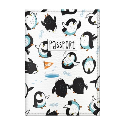 Quttie Passport Cover for Kids, Women and Men, Cute Travel Passport Holder (Penguin Pattern) - Image 1