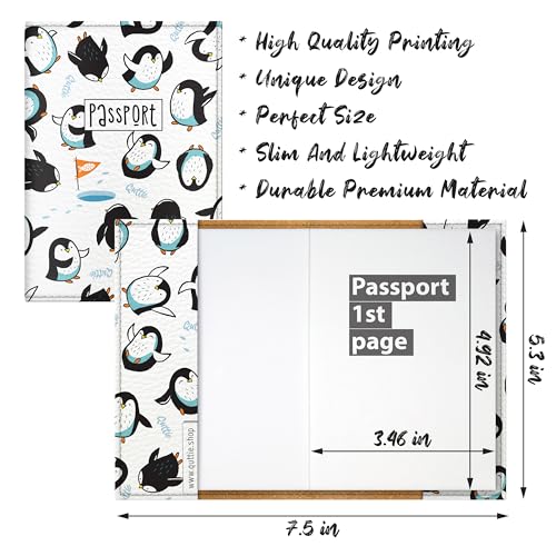 Quttie Passport Cover for Kids, Women and Men, Cute Travel Passport Holder (Penguin Pattern) - Image 2