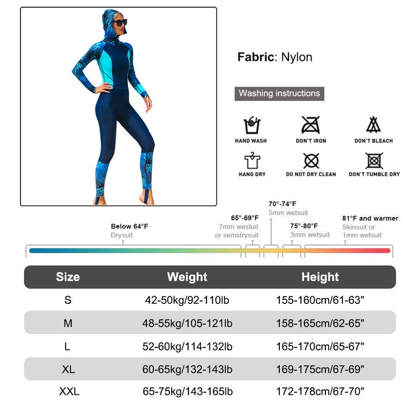 Skyone Full Body Scuba Rash Guard Dive Skin UV Swimwear Sport Skins for Men Women, Long Sleeve One Piece Nylon Front Zipper Diving Wetsuit for Surfing Swimming Snorkeling Canoeing - Image 5