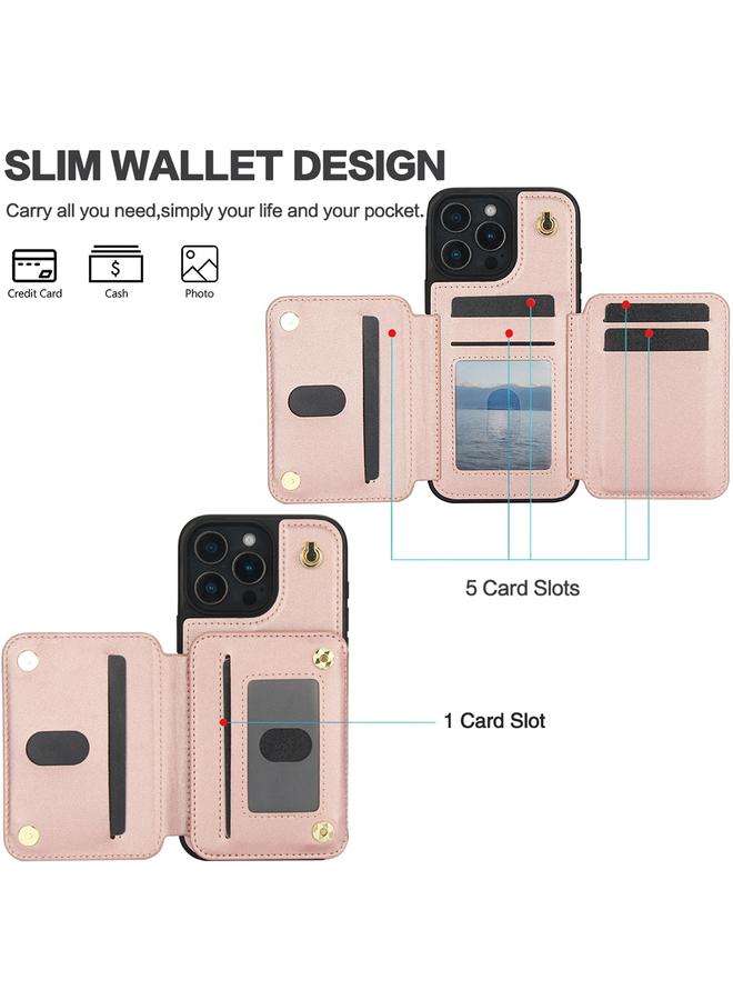 S-TOP Case For iPhone 16 Pro YM006 Skin Feel Zipper Card Bag Phone Case with Dual Lanyard - Image 2