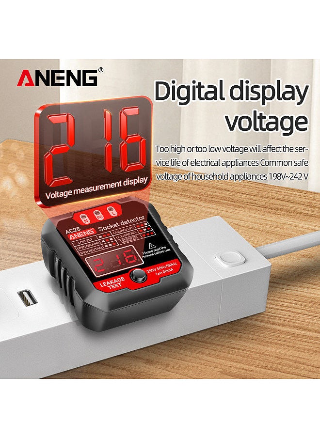 ANENG - ANENG Outlet Tester Receptacle Detector with Voltage LCD Display 250V Power Socket Checker Automatic Circuit Tester Polarity Voltage Test Wall Plug Electrical Tools - Image 1