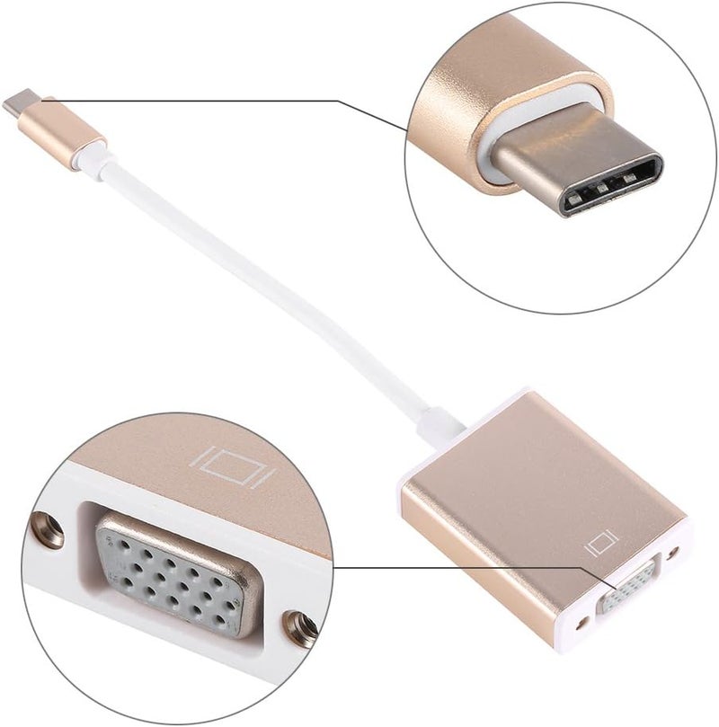 محول Keenso USB 3.1 من نوع C إلى VGA خفيف الوزن مصنوع من سبائك الألمنيوم، مقاوم للتشويش الخارجي، مناسب للأجهزة بشاشة 12 بوصة، لون ذهبي أو فضي - Image 3