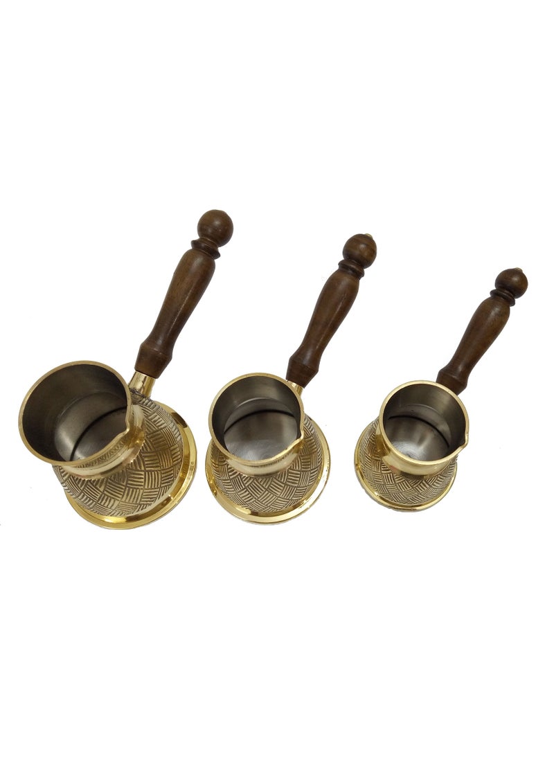 Premium Brass Turkish Coffee Warmer Turkish Style Brass Coffee Pot with Wooden Handle, Gold Brass Coffee Warmer 3 PC Set - pzsku/Z9D00F3F94FF5A0C74C38Z/45/_/1661814900/23607240-c8fc-4608-ab25-c18a78cf4802