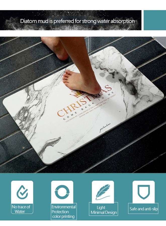 2 Pieces Diatom Mud Bathroom Christmas Marble Design Foot Mat White - Image 4