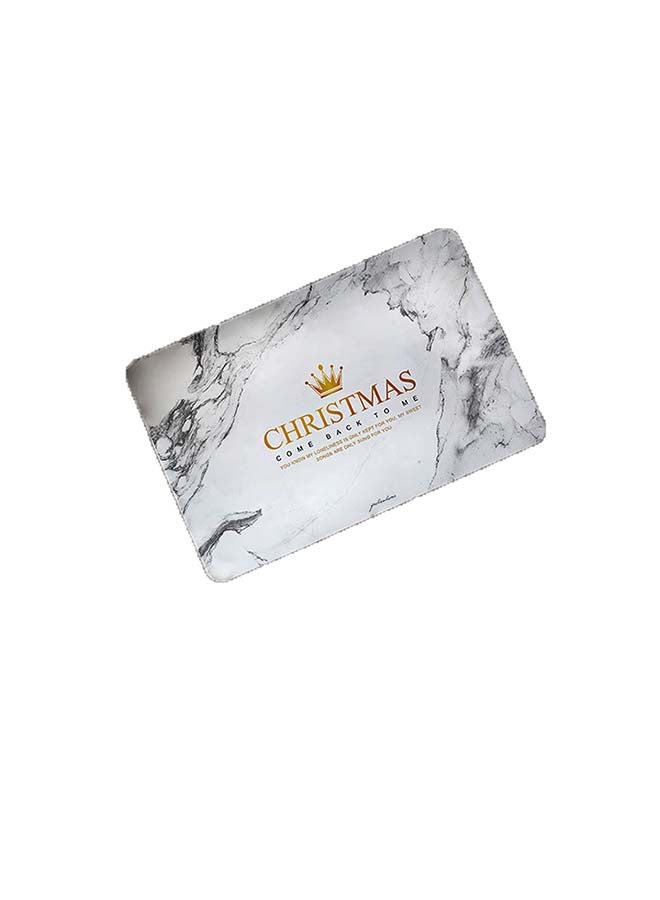 2 Pieces Diatom Mud Bathroom Christmas Marble Design Foot Mat White - Image 1