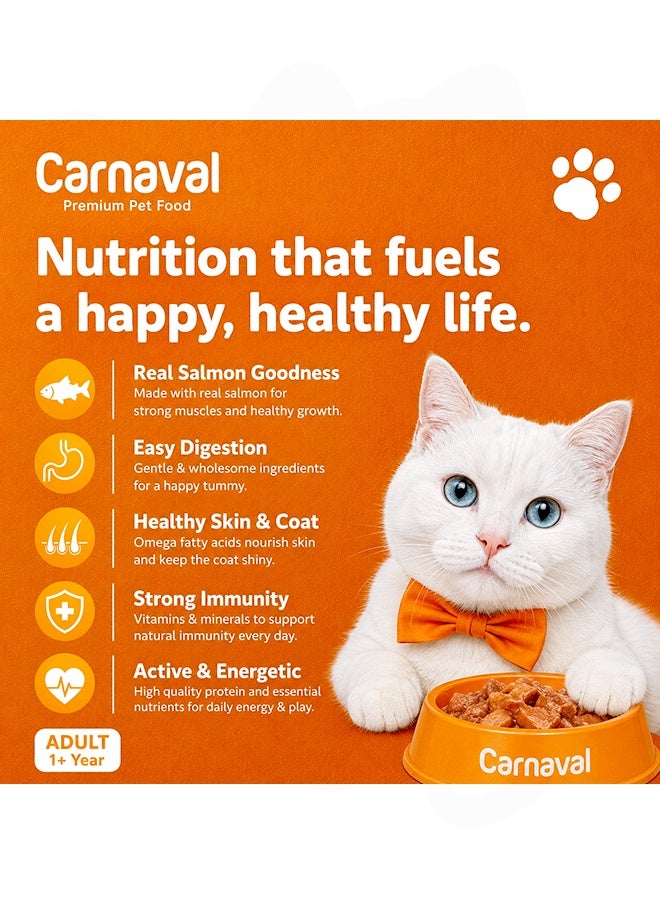 CARNAVAL Premium Adult Salmon in Gravy Wet Cat Food - 400GM (Pack Of 12) - Image 3