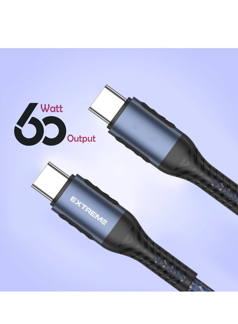 G-TiDE EXTREME TYPE-C TO TYPE-C FLEXIBLE SERIES DATA  CABLE 1 Meter Copper Core Micro Type-c Mobile Charger Cable 60W 3.0A DIVICO EXC58 - Image 4