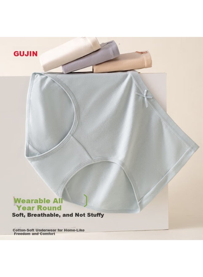 Gujin Women's 3-pack High-waist Cotton Antibacterial Briefs 10a, Tummy Control, Hip-lifting, Comfortable High-waist Panties - Image 2