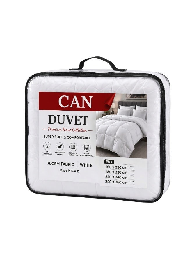 CAN Premium White Duvet White - Size 220x240 Ultra Soft Light weight All Season Comforter - Hypoallergenic Box Stitch Quilted Bedding - Hotel Quality Duvet for Perfect Sleep - King - Image 2
