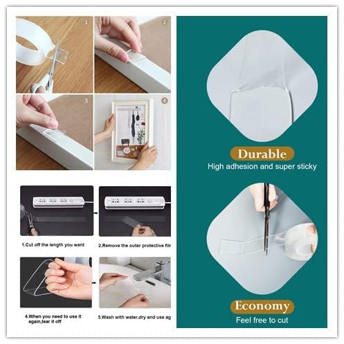 Regalo Regalo Double Sided Heavy Duty Tape - Adhesive Silicone Tape, Heavy Duty, Heat Resistant, Multi-Functional, Removable, Washable, Reusable Anti-Slip Tape (1 Mm, 3 Meter)  - Image 4