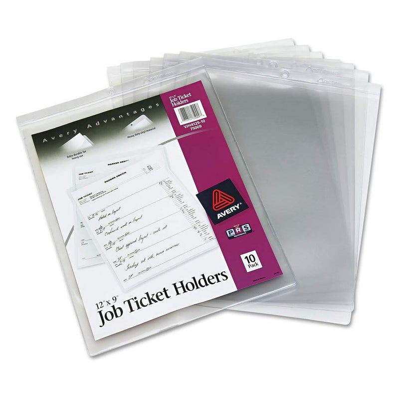 Avery Products - Avery - Job Ticket Holders, Heavy Gauge Vinyl, 9 x 12, 10/Pack - Sold As 1 Pack - Crystal clear front and frosted matte back. - Reinforced grommet on top. - Heavy-gauge construction. - Image 1