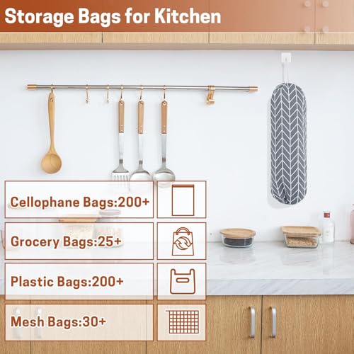 SWISSELITE 2Pcs Plastic Bag Holder, Reusable Plastic Bag Organizer Wall Mount, Large Grocery Bag Storage Dispenser, 22x9 IN - Image 4