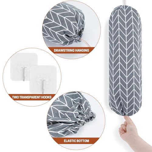 SWISSELITE 2Pcs Plastic Bag Holder, Reusable Plastic Bag Organizer Wall Mount, Large Grocery Bag Storage Dispenser, 22x9 IN - Image 3
