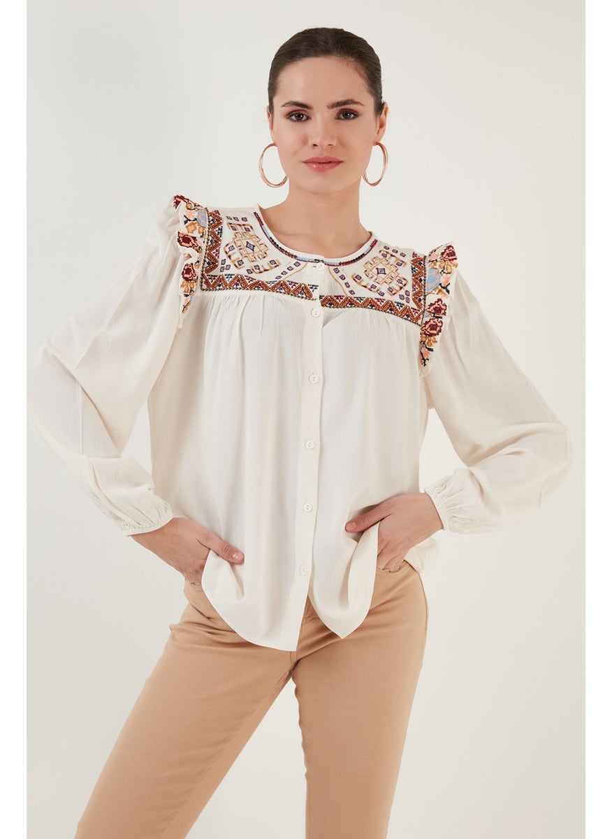 Ethnic Patterned Sleeve Detailed Crew Neck Şile Cloth Shirt Women's Shirt 611BZ0042 - pzsku/Z9D0121E5BED5411B4D6CZ/45/_/1741278474/29842f2a-95c6-42f7-aaee-55d70437df57