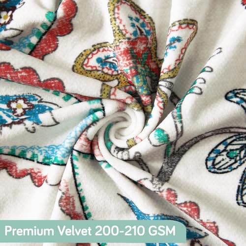 HOKIPO Premium Printed Velvet Dining Chair Cover Set of 1, Beige Persian Garden (AR-5794-D9) - Image 3