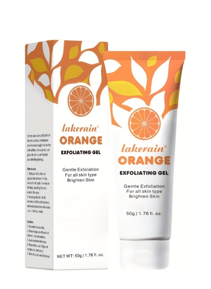 lakerain - 50g Orange Exfoliating Gel Dead Skin Exfoliating Gel Scrub Face Body Skin Natural Orange Peeling Gel Face Scrub Removes Dead Skin and Calluses Deep Cleansing Moisturizing Facial Exfoliator - Image 1