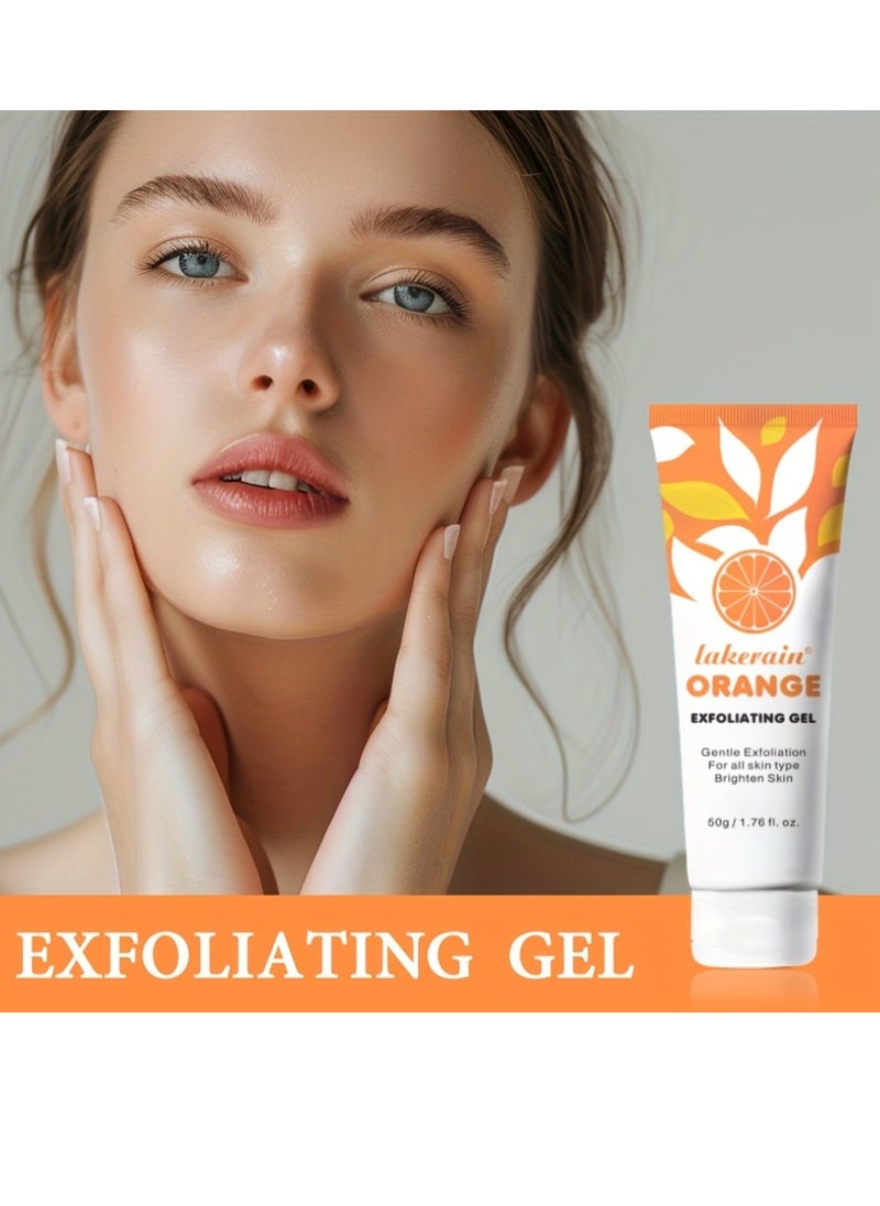 lakerain - 50g Orange Exfoliating Gel Dead Skin Exfoliating Gel Scrub Face Body Skin Natural Orange Peeling Gel Face Scrub Removes Dead Skin and Calluses Deep Cleansing Moisturizing Facial Exfoliator - Image 1