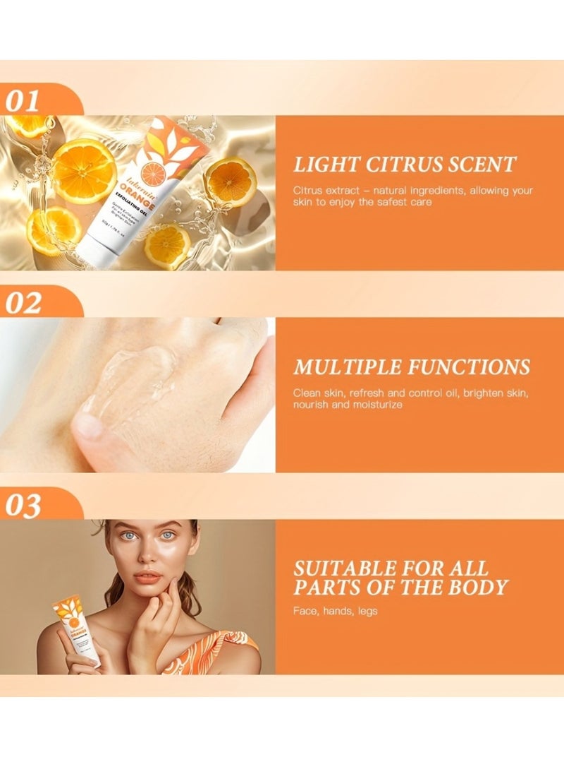 lakerain - 50g Orange Exfoliating Gel Dead Skin Exfoliating Gel Scrub Face Body Skin Natural Orange Peeling Gel Face Scrub Removes Dead Skin and Calluses Deep Cleansing Moisturizing Facial Exfoliator - Image 1