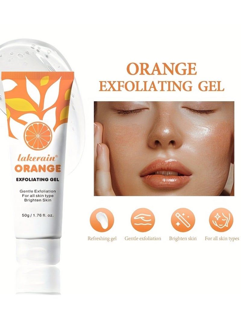lakerain - 50g Orange Exfoliating Gel Dead Skin Exfoliating Gel Scrub Face Body Skin Natural Orange Peeling Gel Face Scrub Removes Dead Skin and Calluses Deep Cleansing Moisturizing Facial Exfoliator - Image 1