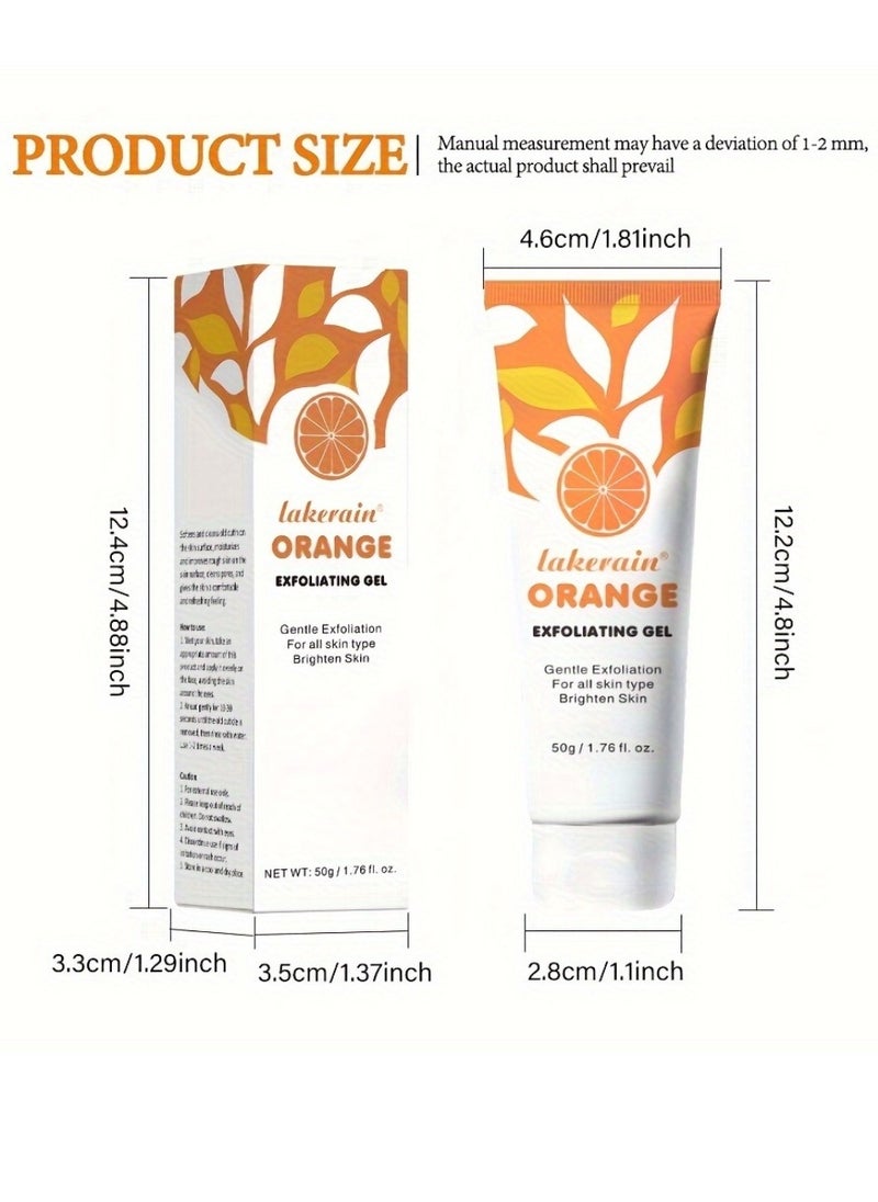 lakerain - 50g Orange Exfoliating Gel Dead Skin Exfoliating Gel Scrub Face Body Skin Natural Orange Peeling Gel Face Scrub Removes Dead Skin and Calluses Deep Cleansing Moisturizing Facial Exfoliator - Image 1