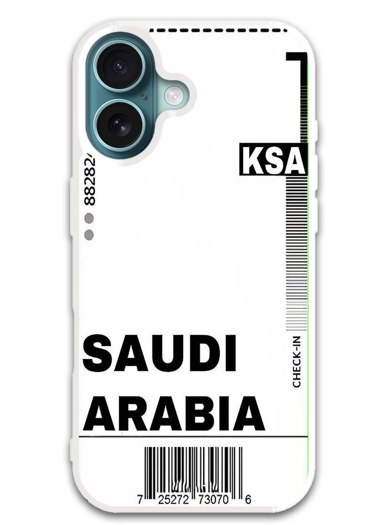 Theodor Protective Case Cover For APPLE IPHONE 16 Plus Saudi boarding pass (White Bumper) - Image 1