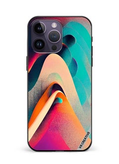 Protective Case Cover For Apple iPhone 15 Pro Max Abstract Waves Lines Design Multicolour