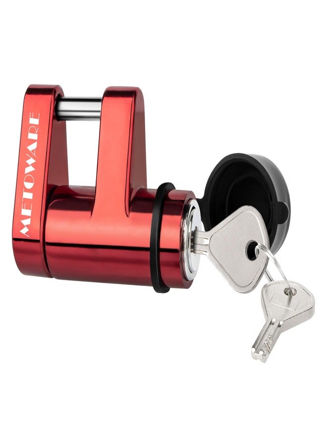 METOWARE Trailer Tongue Coupler Lock with All-Weather Rubber Cap, 1/4" Dia with 7/10" Span Heavy-Duty Trailer Coupler Lock for Tow Boat RV Truck Car's Coupler (1 Pack, Red) - Image 1