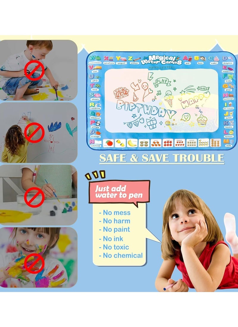 F.A.M.S F.A.M.S 100cm X 100cm Extra Large Water Doodle Aqua Mat, Colorful Creative Educational Water Drawing Doodling Coloring Mat for Kids Toddlers Boys Girls Age of 2 3 4 5 6 7 8  - Image 3