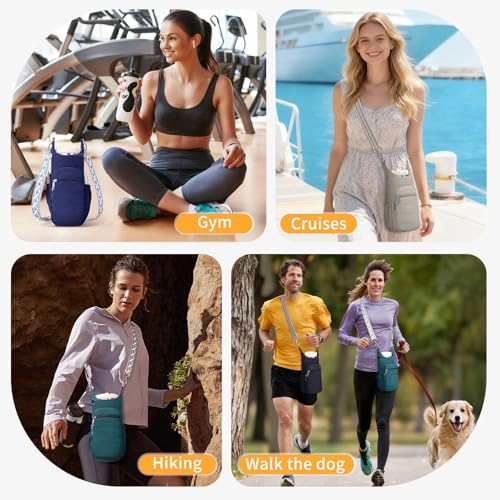 Lexiyat Water Bottle Bag 40 oz Crossbody Bag Insulated Carrier Purse Holder for Walking Hiking with Adjustable Strap Black - Image 2