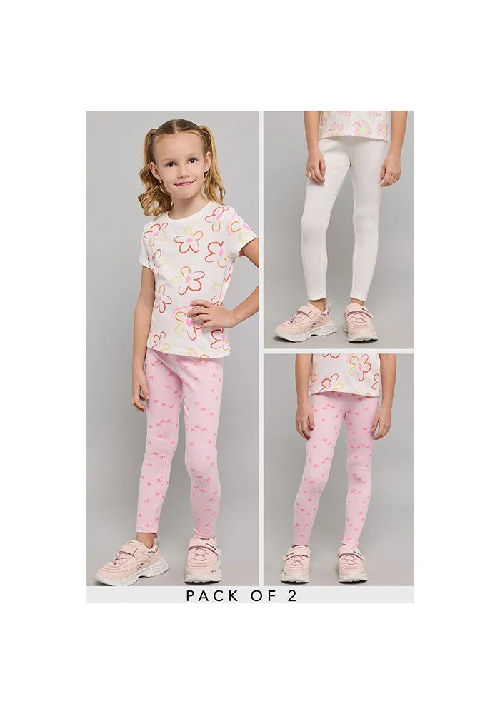R&b Printed Leggings with Elastic Waist