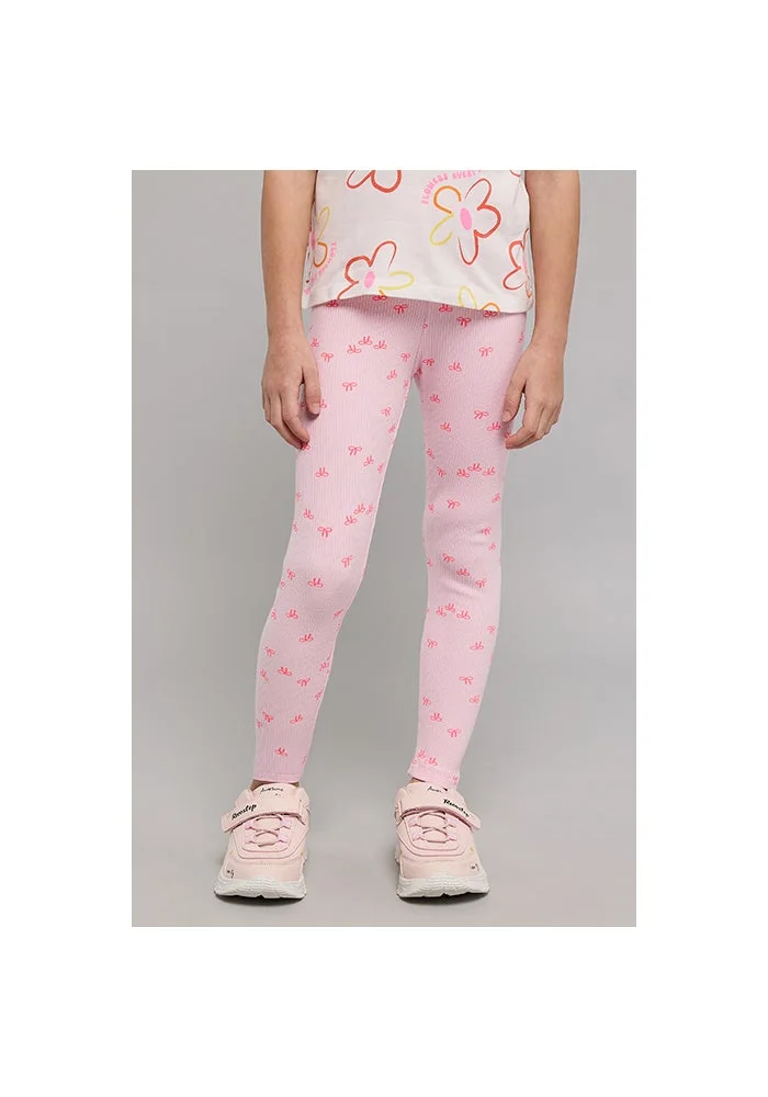 R&b Printed Leggings with Elastic Waist