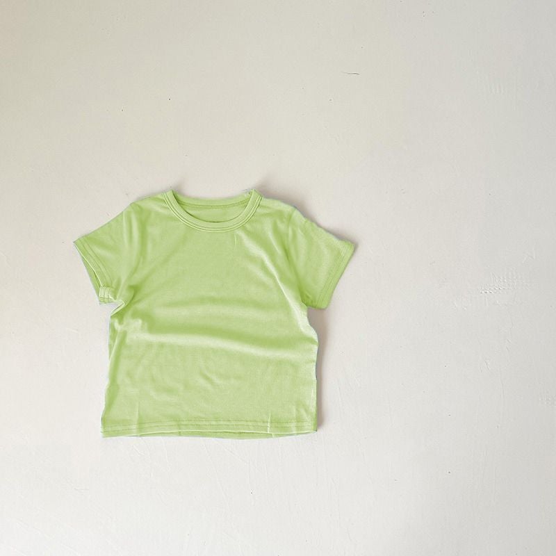 Children'S Solid Color T-Shirt Short Sleeve Summer Boys And Girls Round Neck Modal Thin Top Half Sleeve Children'S Clothing 0048A003 - Image 3