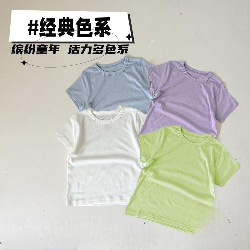 Children'S Solid Color T-Shirt Short Sleeve Summer Boys And Girls Round Neck Modal Thin Top Half Sleeve Children'S Clothing 0048A003 - Image 2