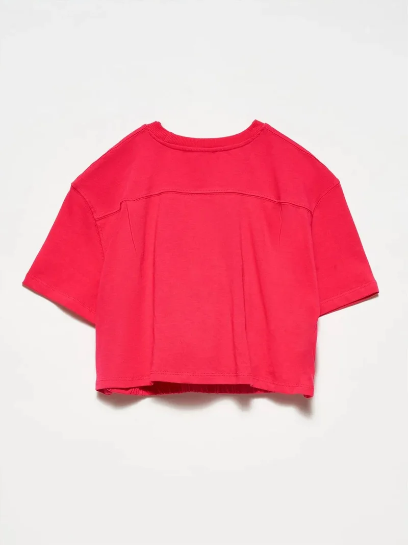 ديلفين Dilvin Women's Crop Crew Neck Cotton T-Shirt