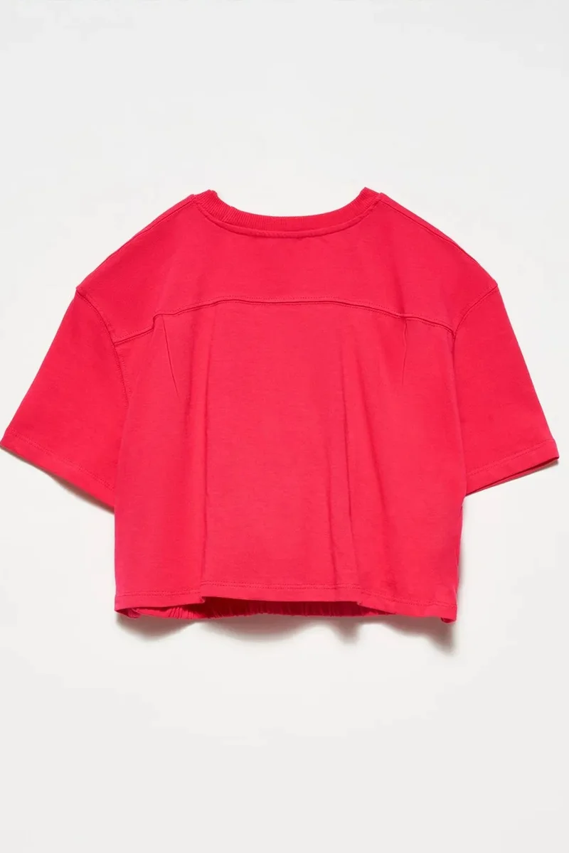 Dilvin Bright Pink DILVIN Women's Crop Crew Neck Cotton T-Shirt for Women | Best Price UAE