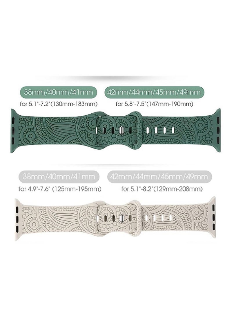 Black 42/44/45/49mm Universal Compatible With Apple Watch, Suitable For Men And Women, Silicone Embossed Engraving Strap Wristband Compatible With Iwatch Ultra Se - Image 2