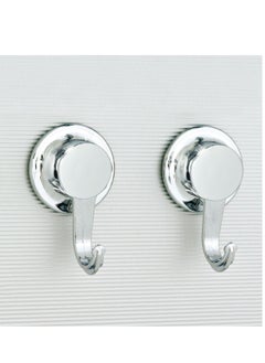 EVERLOC Everloc Heavy Duty Hooks 2 Pack, No Drilling, No Screws, No Glue, No Adhesive Vacuum Suction Wall Mounted Chrome Hooks for hanging in Kitchen and Bathroom, Easy Install, No Drilling, EVL-10504  - Image 1