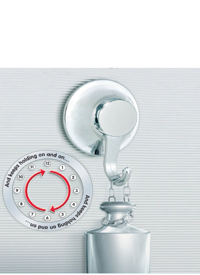 EVERLOC Everloc Heavy Duty Hooks 2 Pack, No Drilling, No Screws, No Glue, No Adhesive Vacuum Suction Wall Mounted Chrome Hooks for hanging in Kitchen and Bathroom, Easy Install, No Drilling, EVL-10504  - Image 4