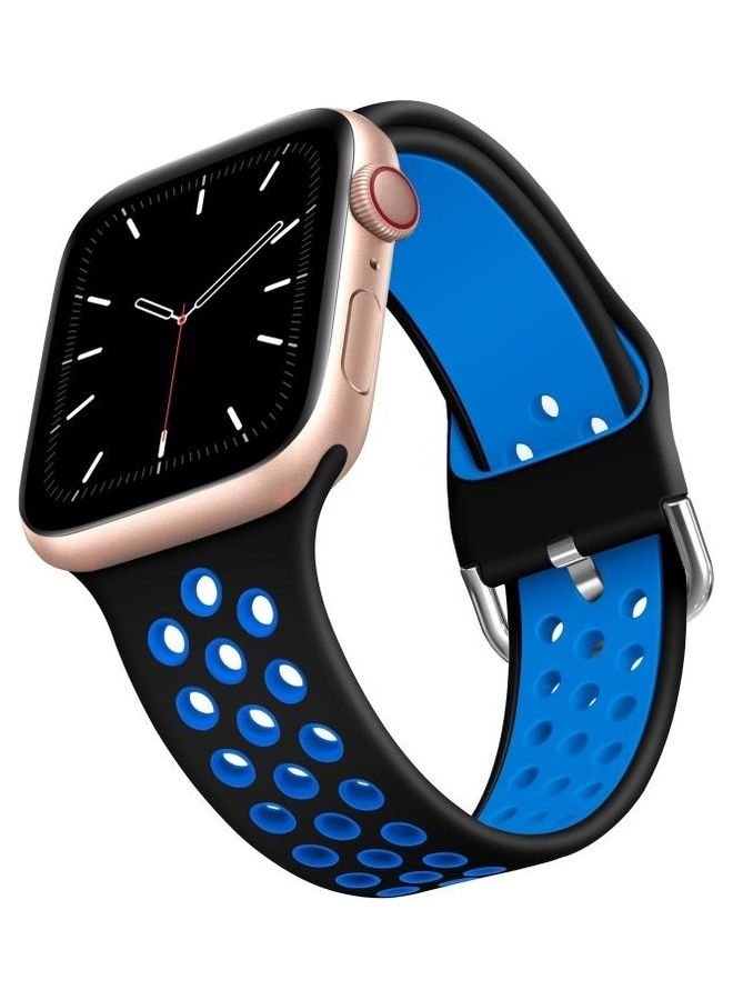 BGM Replacement Band for Apple Watch Series 1/2/3/4/5/6/SE 38/40mm Black/Blue - Image 2