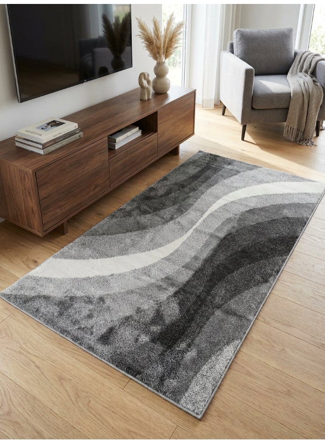 Noon East Carpet Rug Woven with Soft Texture |Prism Point Design  - Light Grey | Size - 80x150 cm - 2.6x5 ft |For Bedside runners, In front of TV units, Entry Hallway - Image 2