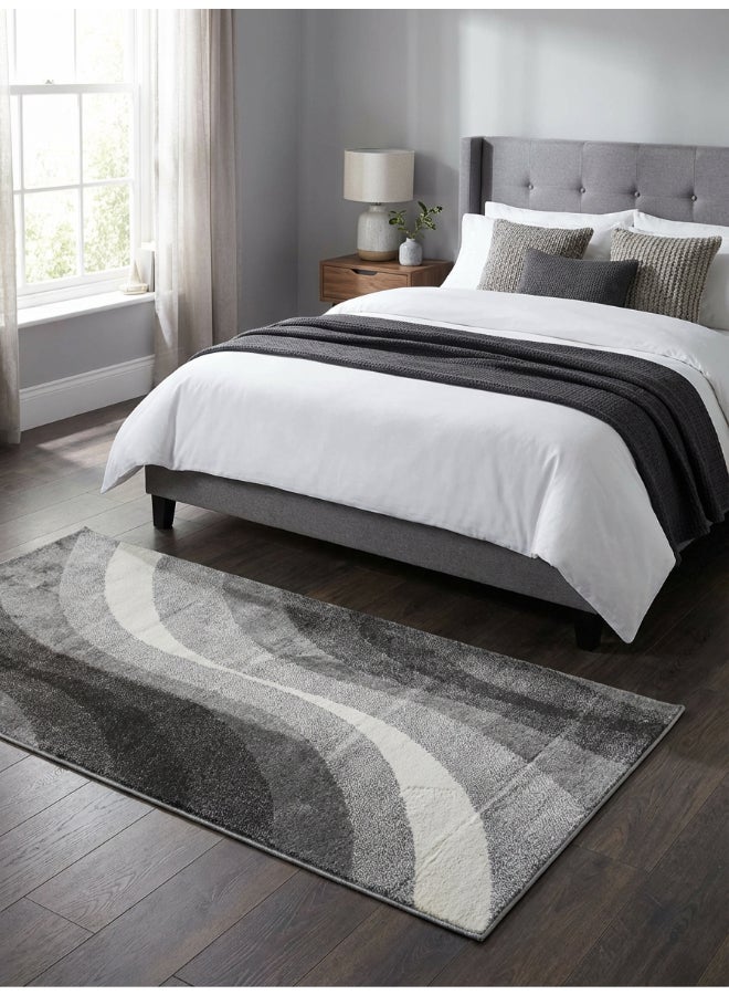 Noon East Carpet Rug Woven with Soft Texture |Prism Point Design  - Light Grey | Size - 80x150 cm - 2.6x5 ft |For Bedside runners, In front of TV units, Entry Hallway - Image 3