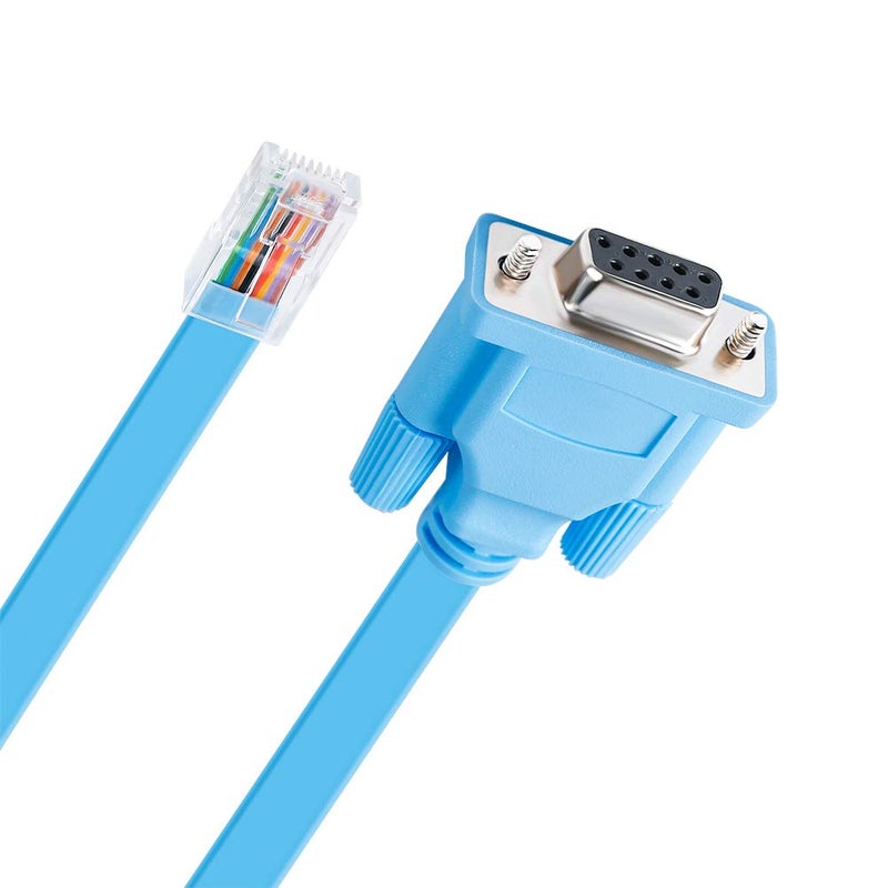 D-tech DB9 to RJ45 Console Cable Cisco Device Management Serial Adapter 72-3383-01 CAB-CONSOLE-RJ45 (6 Feet, Blue) - Image 2