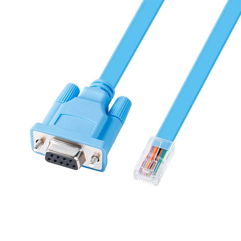 D-tech DB9 to RJ45 Console Cable Cisco Device Management Serial Adapter 72-3383-01 CAB-CONSOLE-RJ45 (6 Feet, Blue) - Image 1