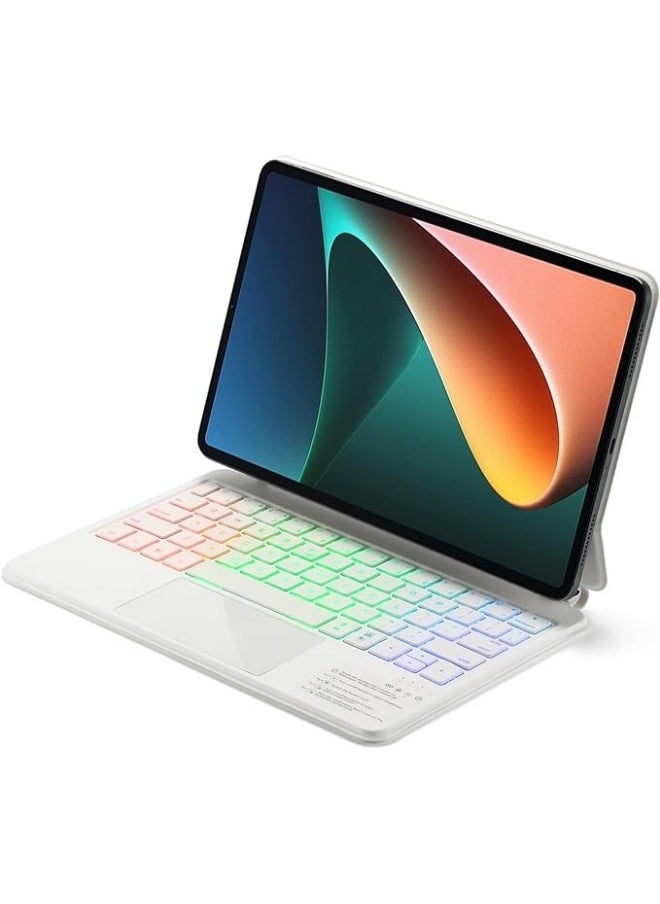 حافظة لوحة مفاتيح ذكية بتقنية البلوتوث السحرية متوافقة مع Samsung Galaxy Tab S9 FE بحجم 11 بوصة لعام 2023 وتحتوي على لوحة تعقب ذات إضاءة خلفية RGB.