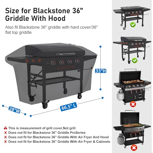 KINGLY Griddle Cover for Blackstone 36 inch Griddle with Hood,Rip-Proof Heavy Duty Material,Waterproof UV & Fade Resistant,Flat Top Gas Grill Cover with Velcro Strap and Air Vent - Image 2