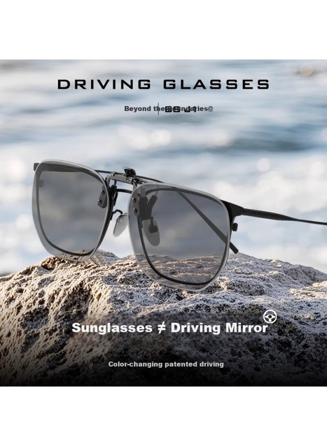Bertha Gradient Photochromic Driving Clip-on Sungl For Men, Nearsighted, Day And Night Use, Back-to - Image 1