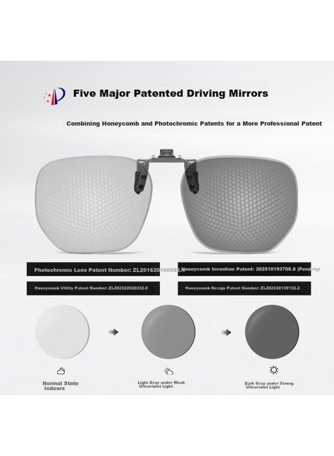 Bertha Gradient Photochromic Driving Clip-on Sungl For Men, Nearsighted, Day And Night Use, Back-to - Image 3