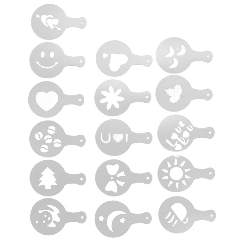 16PCS Coffee Stencils Multipurpose Cake Decorating Stencils for DIY Coffee Cake Fondant Chocolate Cappuccino - Image 4