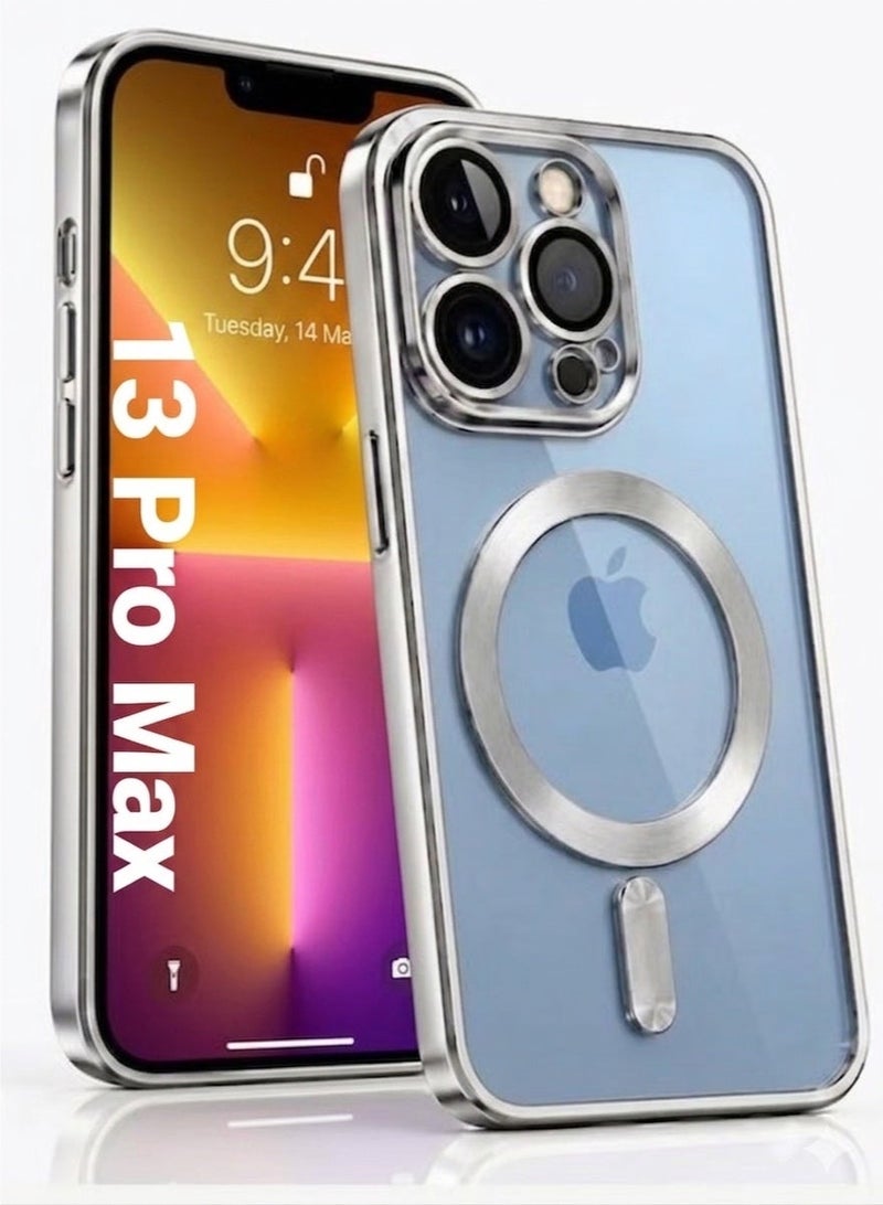 MagSafe Magnetic Clear Case for Apple iPhone 13 Pro Max 6.7 inch –  Camera Lens Protection - SILVER - Image 1